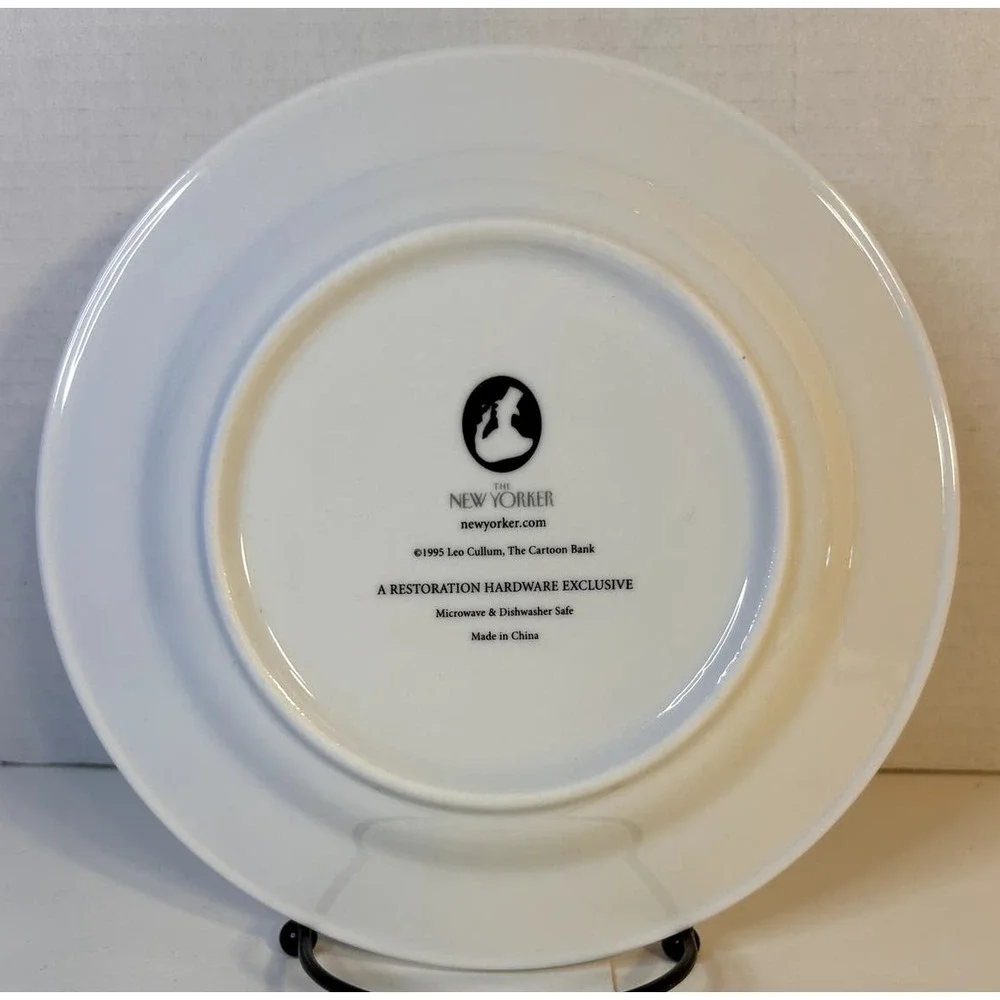 The New Yorker Restoration Hardware Wine Theme Cartoon Porcelain Salad Plate 8